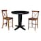 International Concepts 36 in. Solid Wood Round Extension Dining Table with 2 Counter Height Stools in Black/Distressed Oak K46-36RXT-23S4261322 - alternate 1